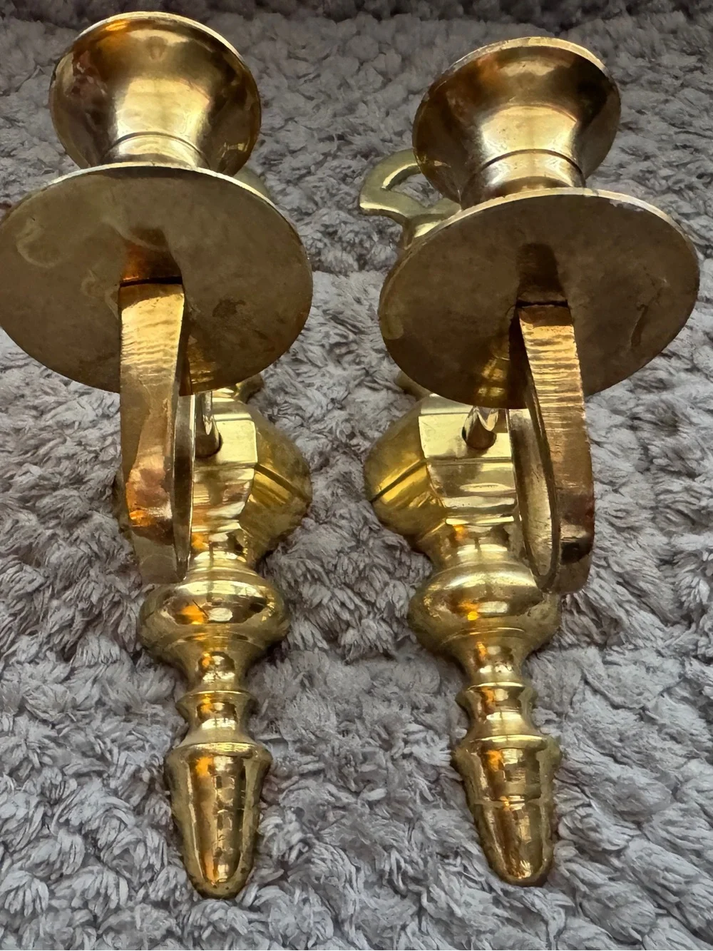 Vintage Brass Wall Candle Sconces Pair Single Candle Colonial Traditional Décor